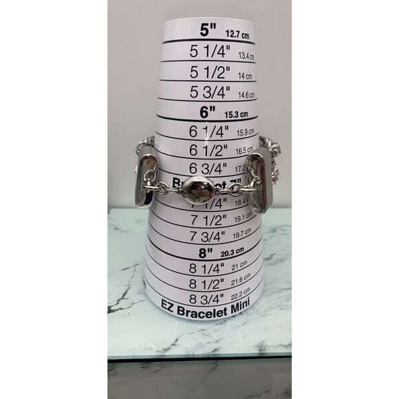 Silver Tone Chunky 4 Rope Chain Bracelet Magnetic Closure - Picture 4 of 5